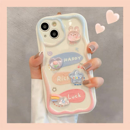 Happy Rich Luck Cartoon Phone Case for iPhone 12 to 17 series