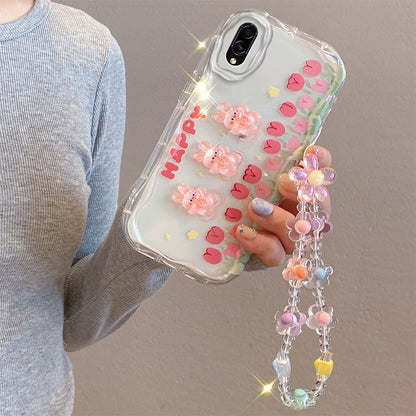 Pink Bunnies Cartoon Phone Case for iPhone 12 to 17 series