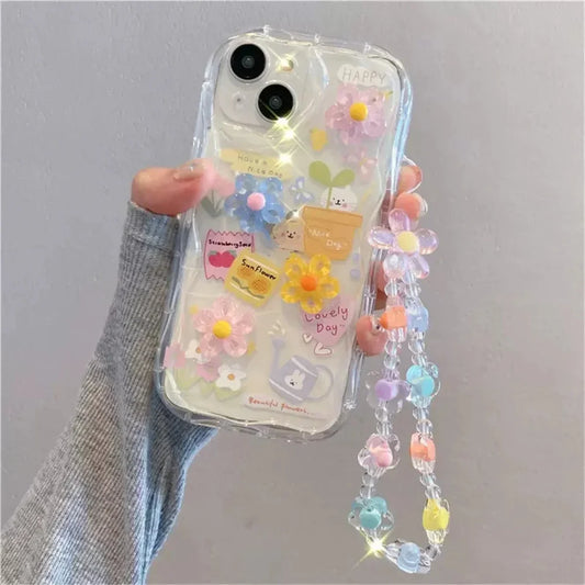 Colorful Spring Cartoon Phone Case for iPhone 12 to 17 series