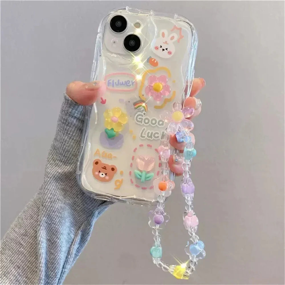 Spring Cartoon Bunny Phone Case for iPhone 12 to 17 series