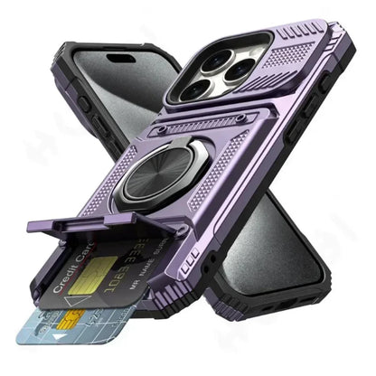 Card Holder Armor Case for iPhone 14 to 17 series