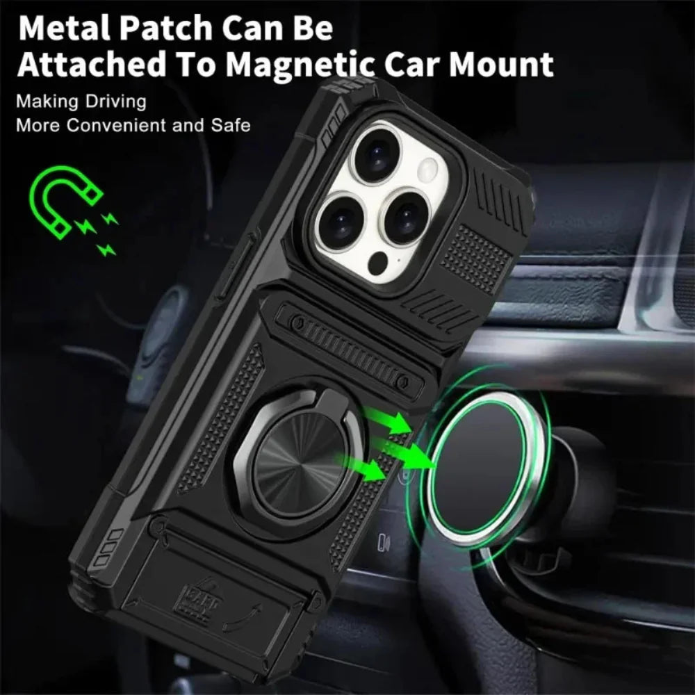 Card Holder Armor Case for iPhone 14 to 17 series
