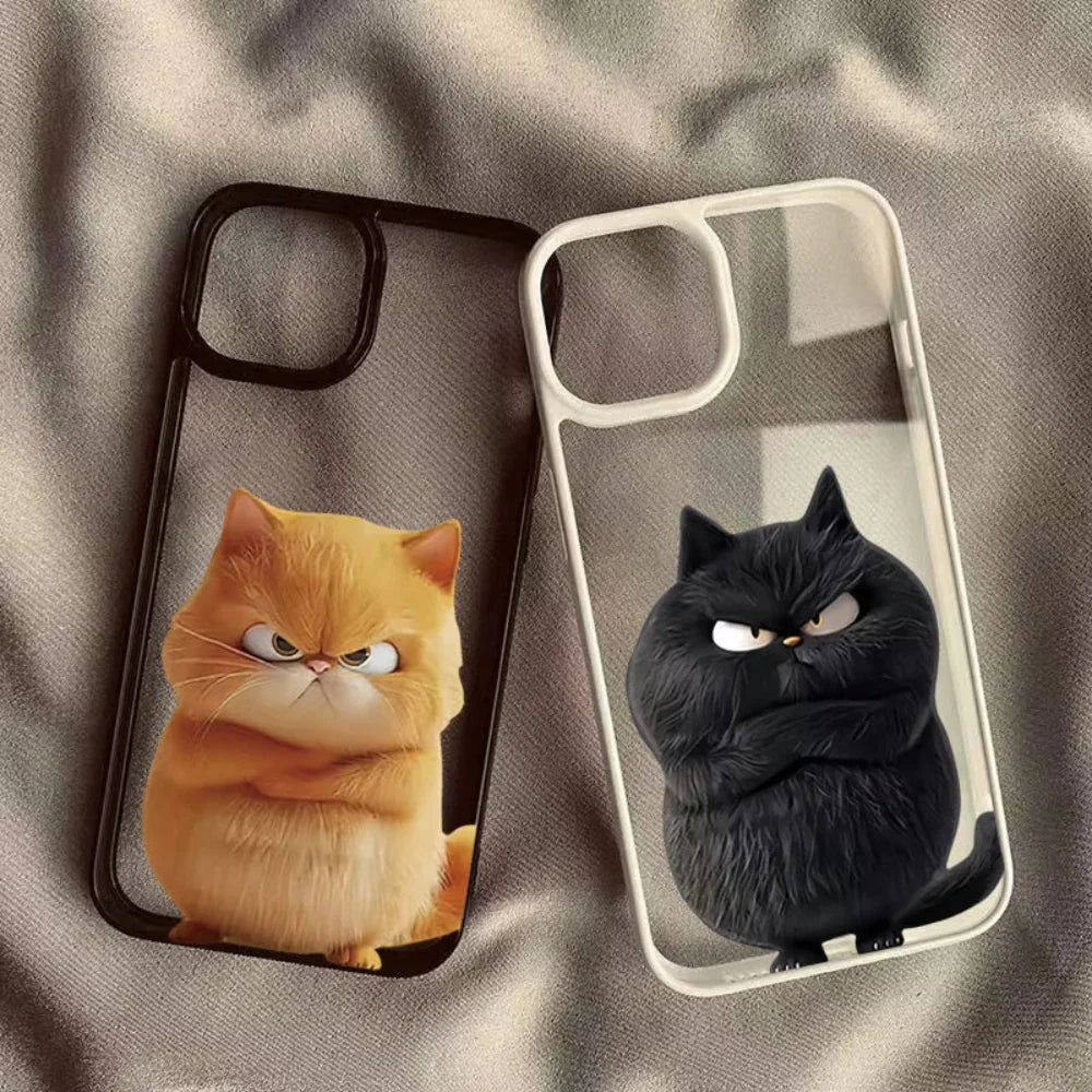 Angry Cat Cartoon Phone Case for iPhone 14 to 17 series