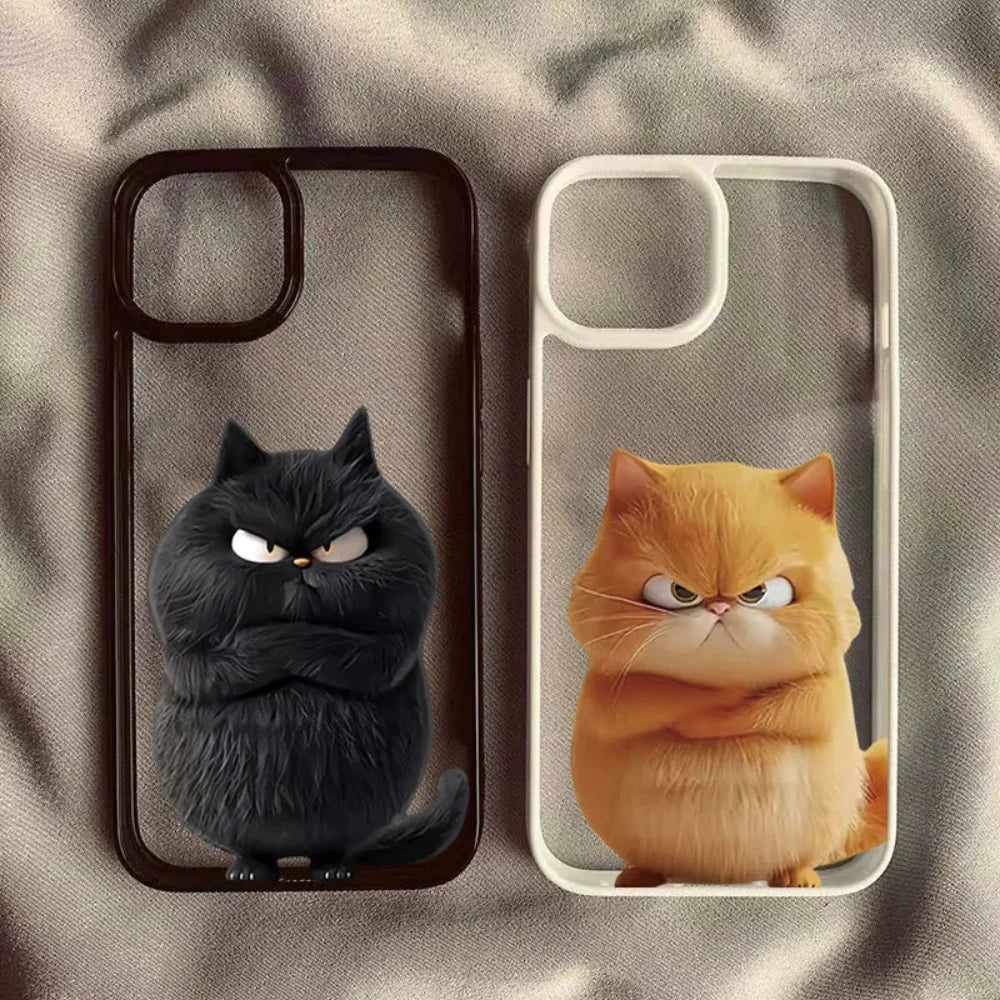 Angry Cat Cartoon Phone Case for iPhone 14 to 17 series