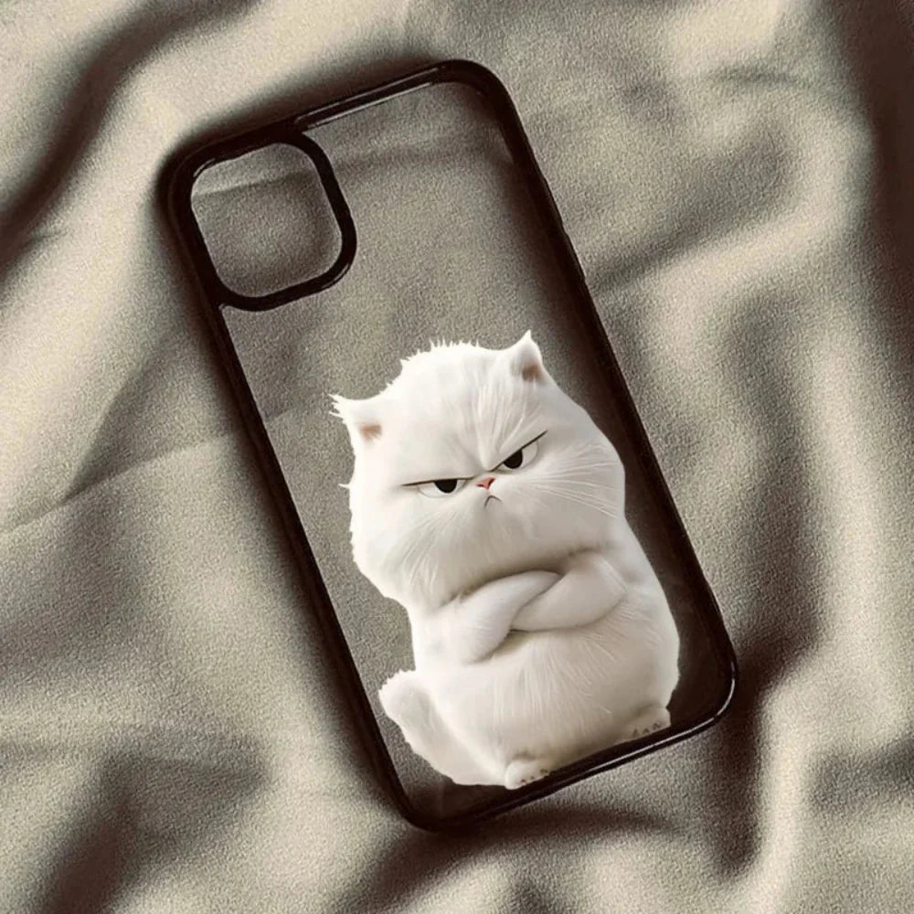 Angry Cat Cartoon Phone Case for iPhone 14 to 17 series