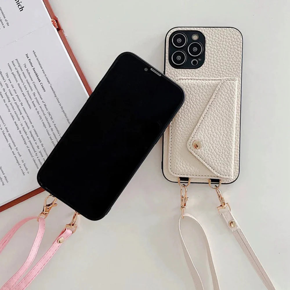 Crossbody Strap Wallet Case for iPhone 13 to 17 series