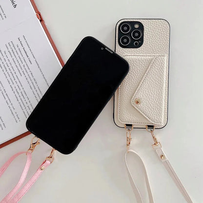 Crossbody Strap Wallet Case for iPhone 13 to 17 series