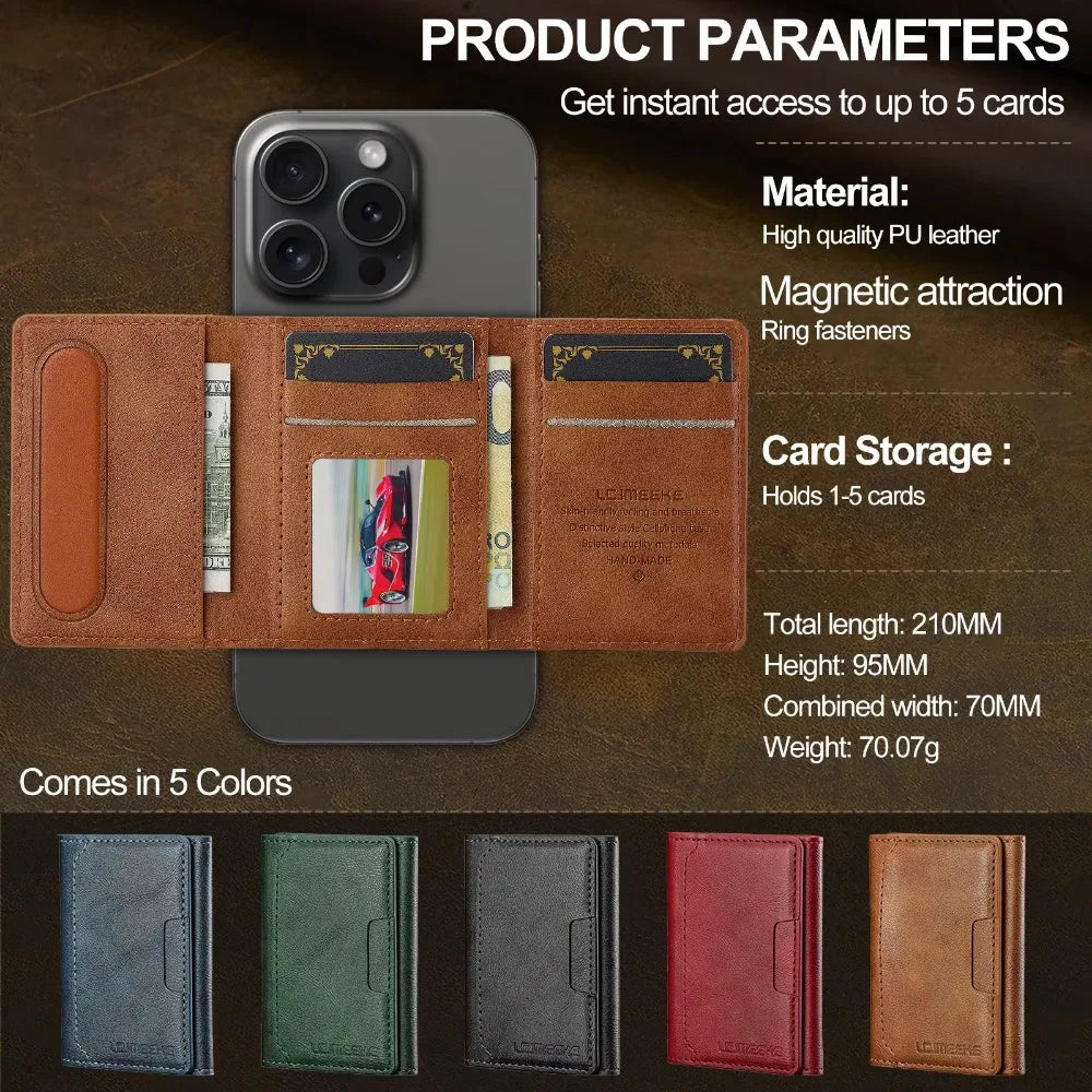 Vegan Leather Detachable Card Holder Case for iPhone 13 to 17 series