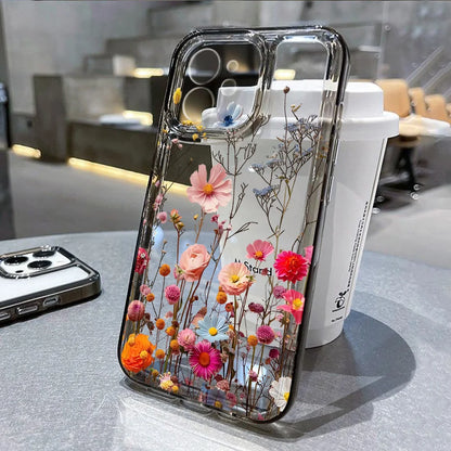 Floral Soft Silicone Phone Case for iPhone 15 to 17 series