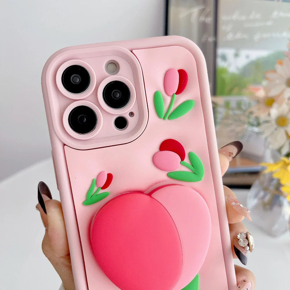 3D Tulip Phone Case for iPhone 12 to 17 series