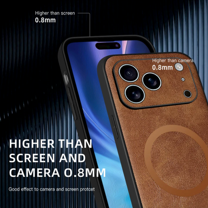 Vegan Leatther Magnetic charging compatible Phone Case for iPhone 13 to 17