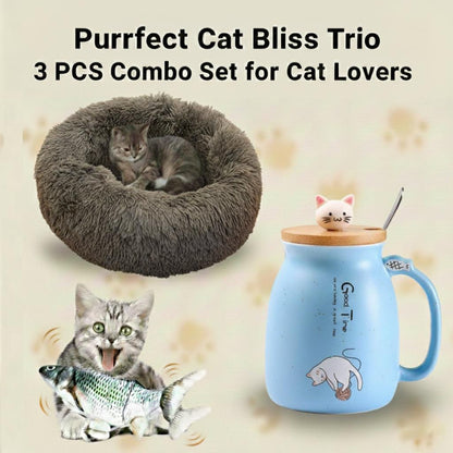 Purrfect Cat Bliss Trio – 3 PCS Combo Set for Cat Lovers