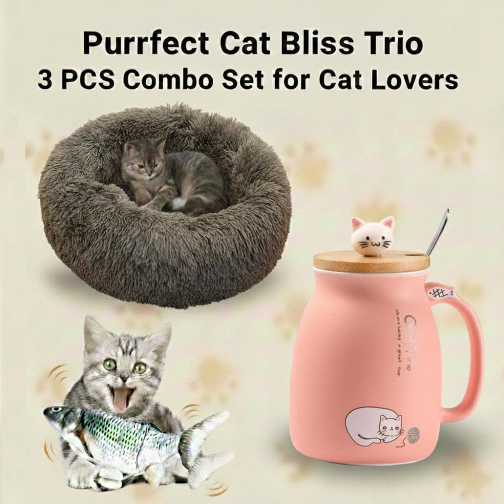 Purrfect Cat Bliss Trio – 3 PCS Combo Set for Cat Lovers
