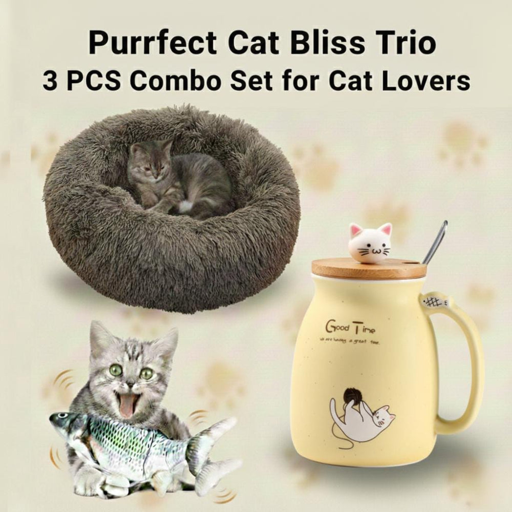 Purrfect Cat Bliss Trio – 3 PCS Combo Set for Cat Lovers