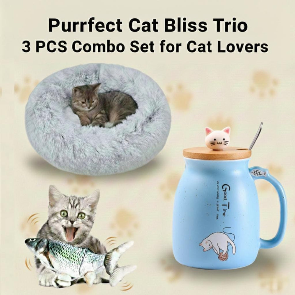 Purrfect Cat Bliss Trio – 3 PCS Combo Set for Cat Lovers