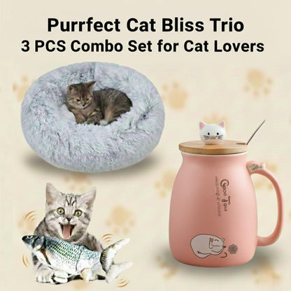 Purrfect Cat Bliss Trio – 3 PCS Combo Set for Cat Lovers