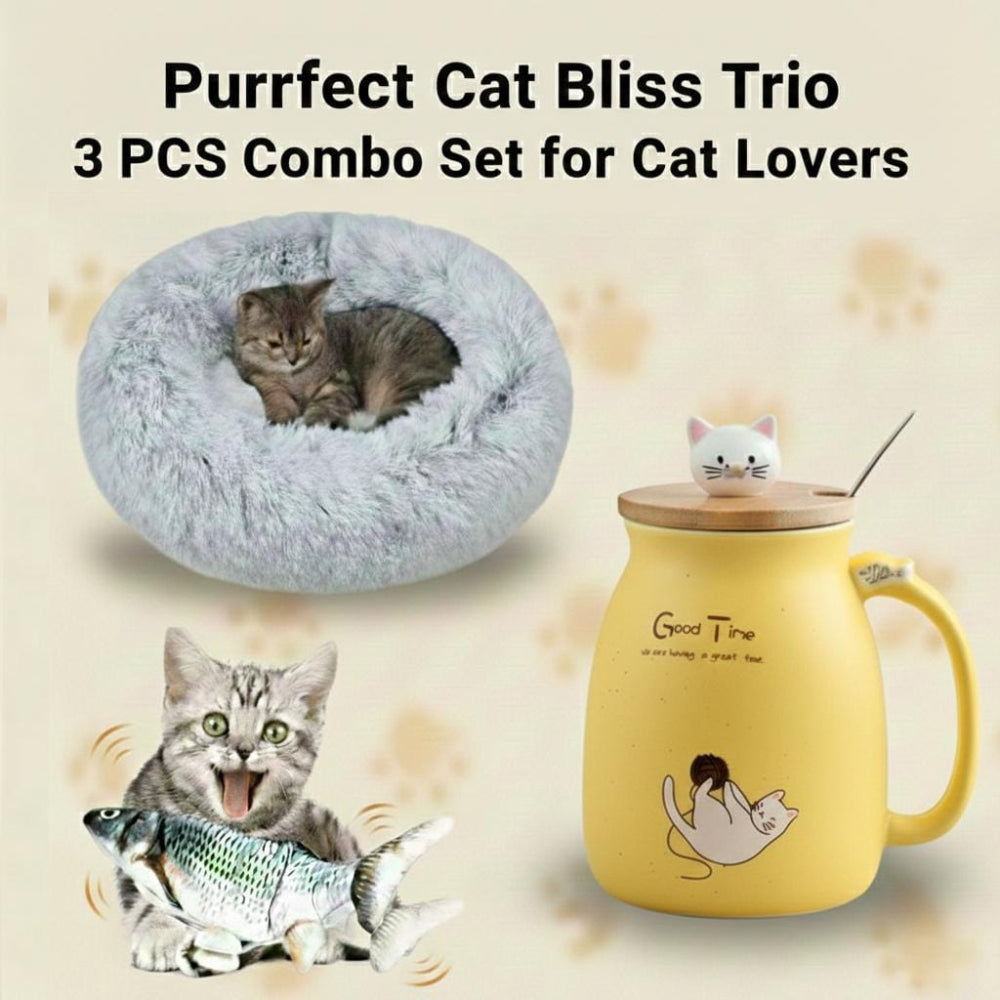 Purrfect Cat Bliss Trio – 3 PCS Combo Set for Cat Lovers
