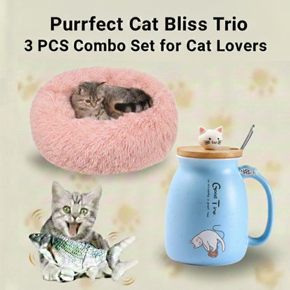 Purrfect Cat Bliss Trio – 3 PCS Combo Set for Cat Lovers
