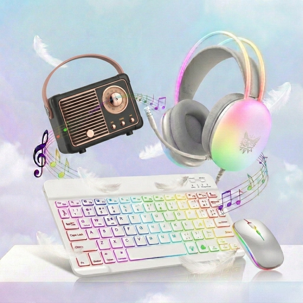 Neon Retro 3 PCS Pack: RGB Gaming Gear & Vintage Vibes