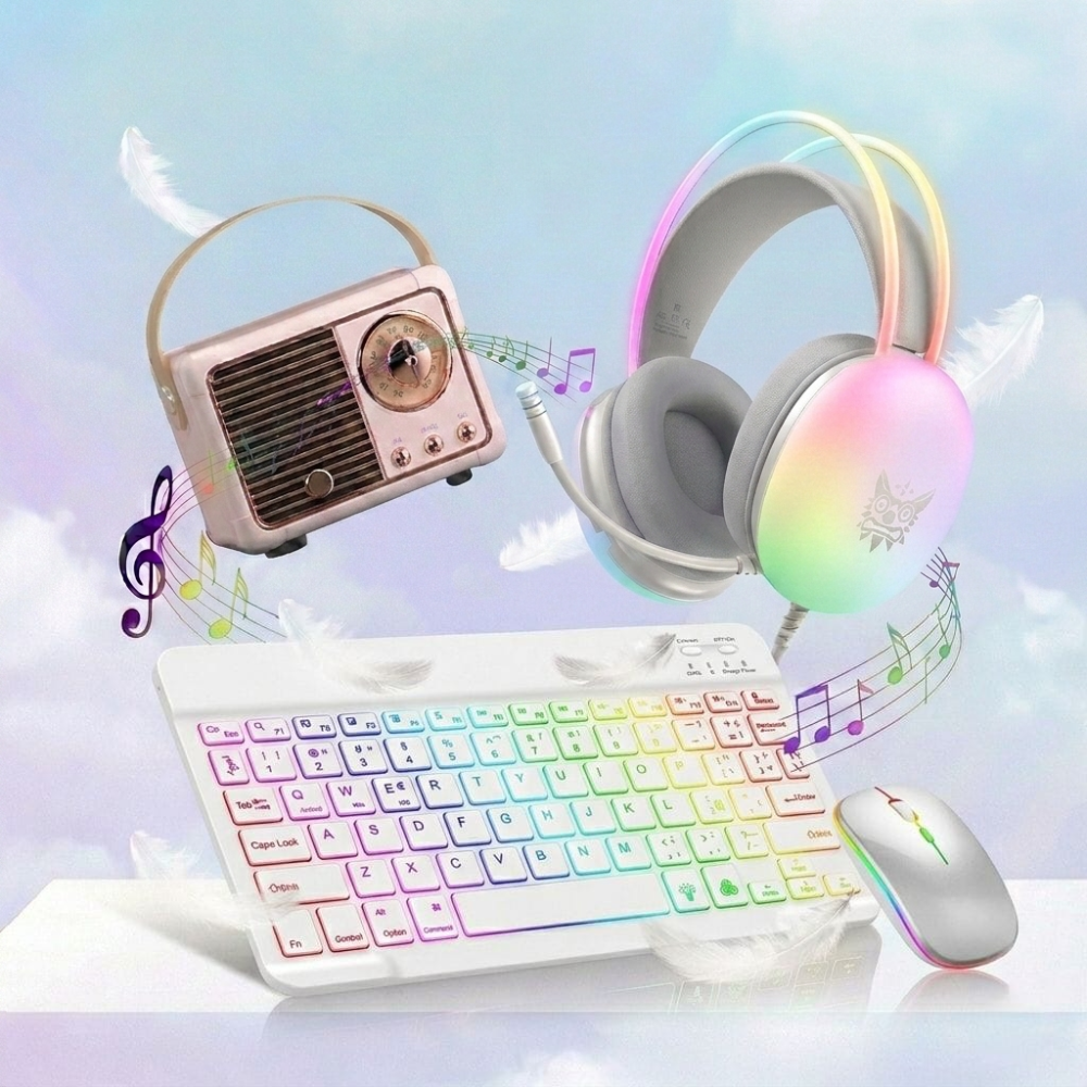 Neon Retro 3 PCS Pack: RGB Gaming Gear & Vintage Vibes