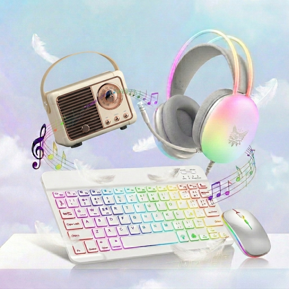 Neon Retro 3 PCS Pack: RGB Gaming Gear & Vintage Vibes