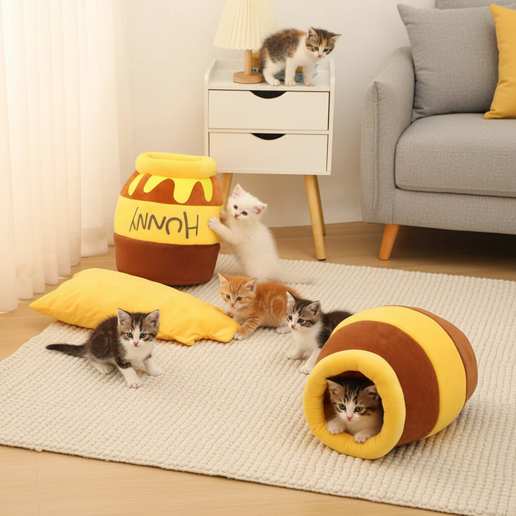 Adorable Honey Jar Theme Cat Bed
