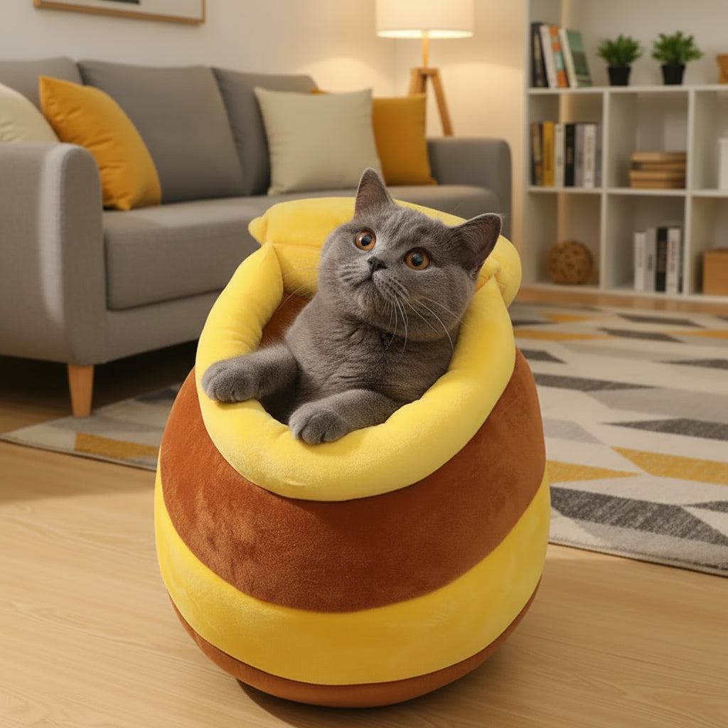 Adorable Honey Jar Theme Cat Bed