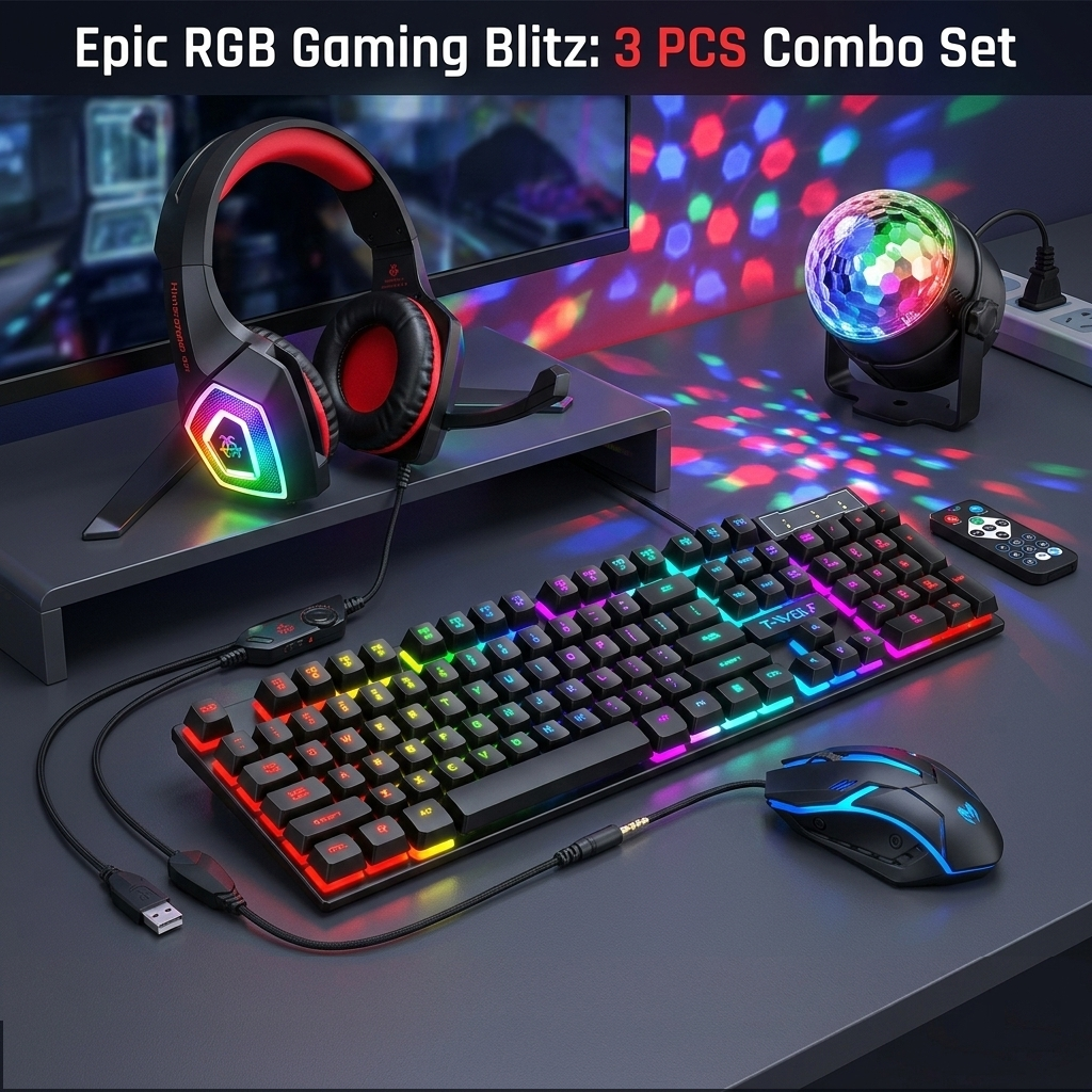 Epic RGB Gaming Blitz: 3 PCS Combo Set