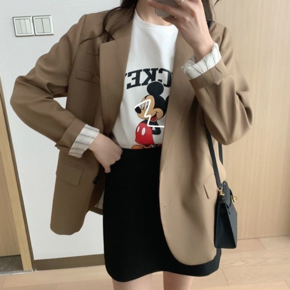 Womens Korean Theme Slim Fit Blazer Jacket