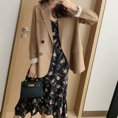 Womens Korean Theme Slim Fit Blazer Jacket