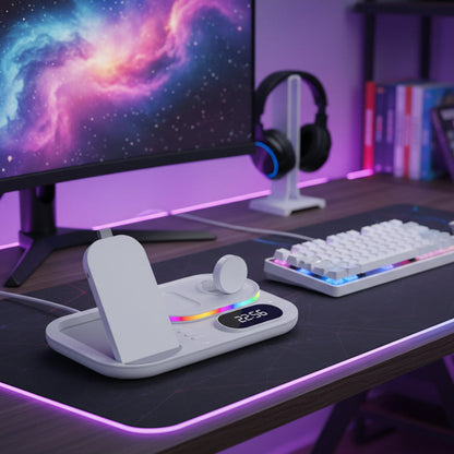 Luminous 3 PCS Headphone, Wireless Charging Station and Heart Shape Lamp Bundle