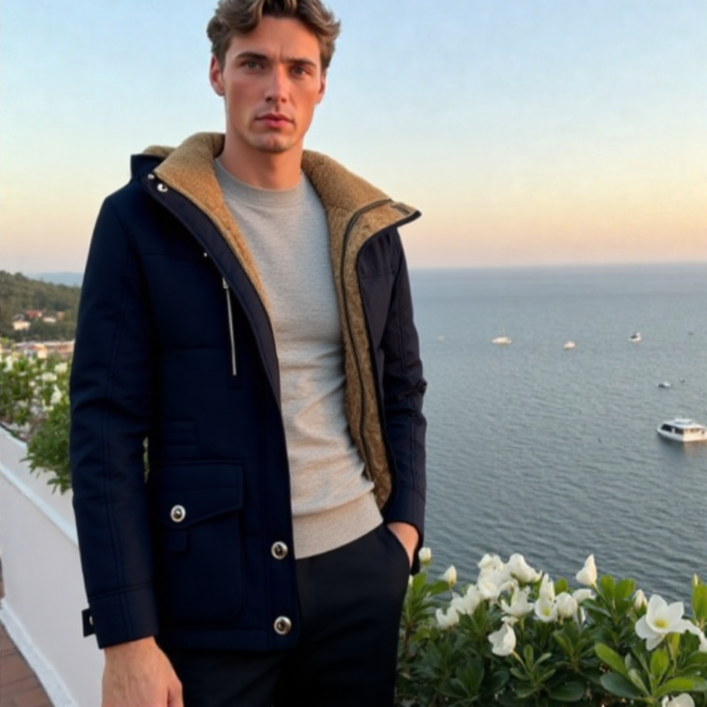 Mens Hooded Winter Parka Coat with Inner Fleece