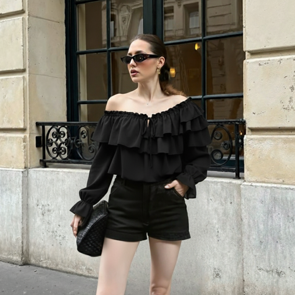 Women Off Shoulder Top With Ruffles