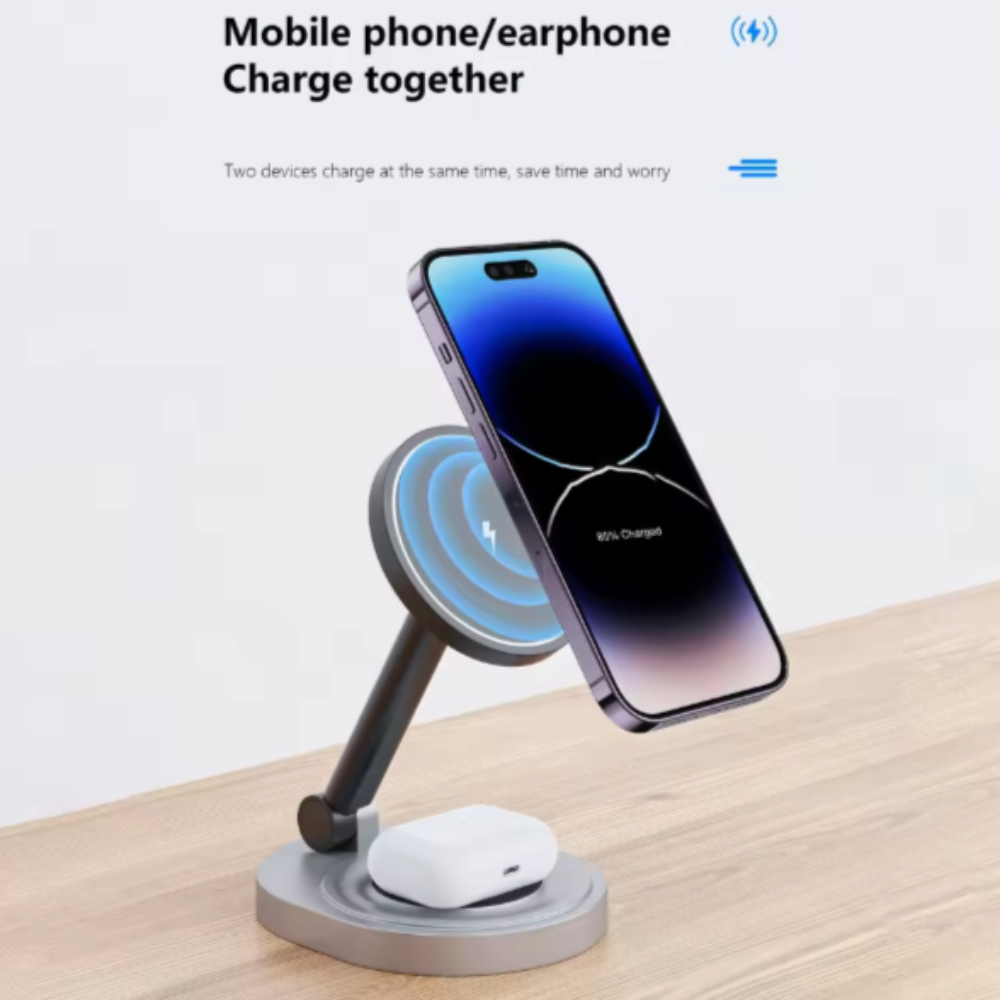 Foldable 3 in 1 Wireless Magnetic charger for iPhone, Airpod and iWatch