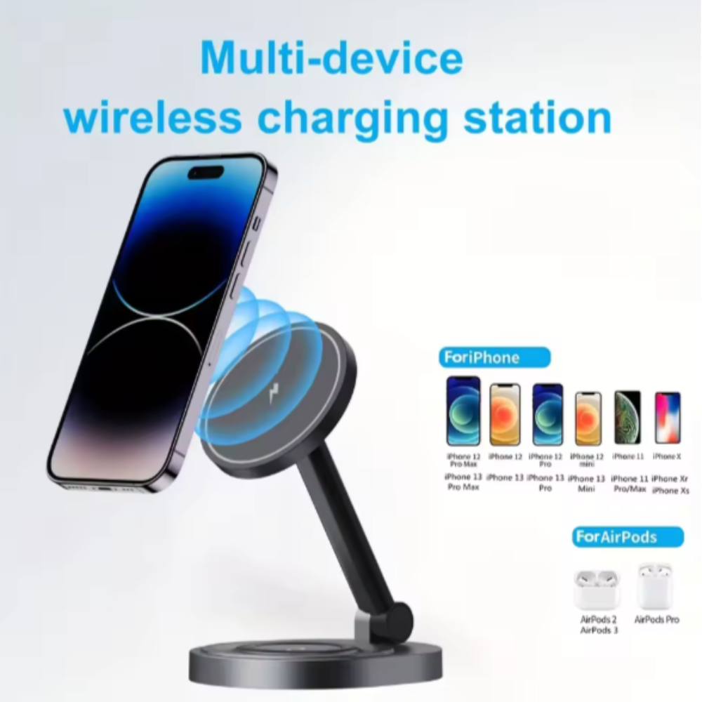 Foldable 3 in 1 Wireless Magnetic charger for iPhone, Airpod and iWatch