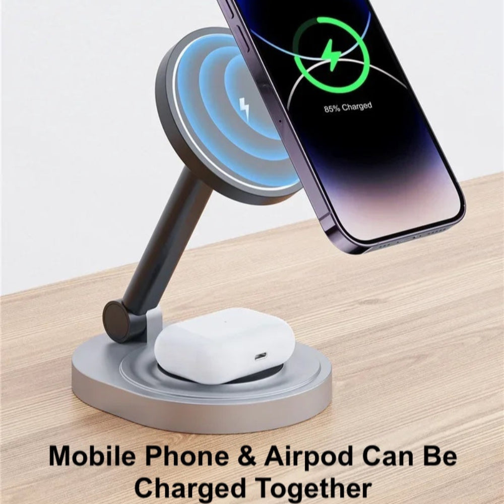 Foldable 3 in 1 Wireless Magnetic charger for iPhone, Airpod and iWatch
