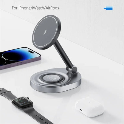 Foldable 3 in 1 Wireless Magnetic charger for iPhone, Airpod and iWatch