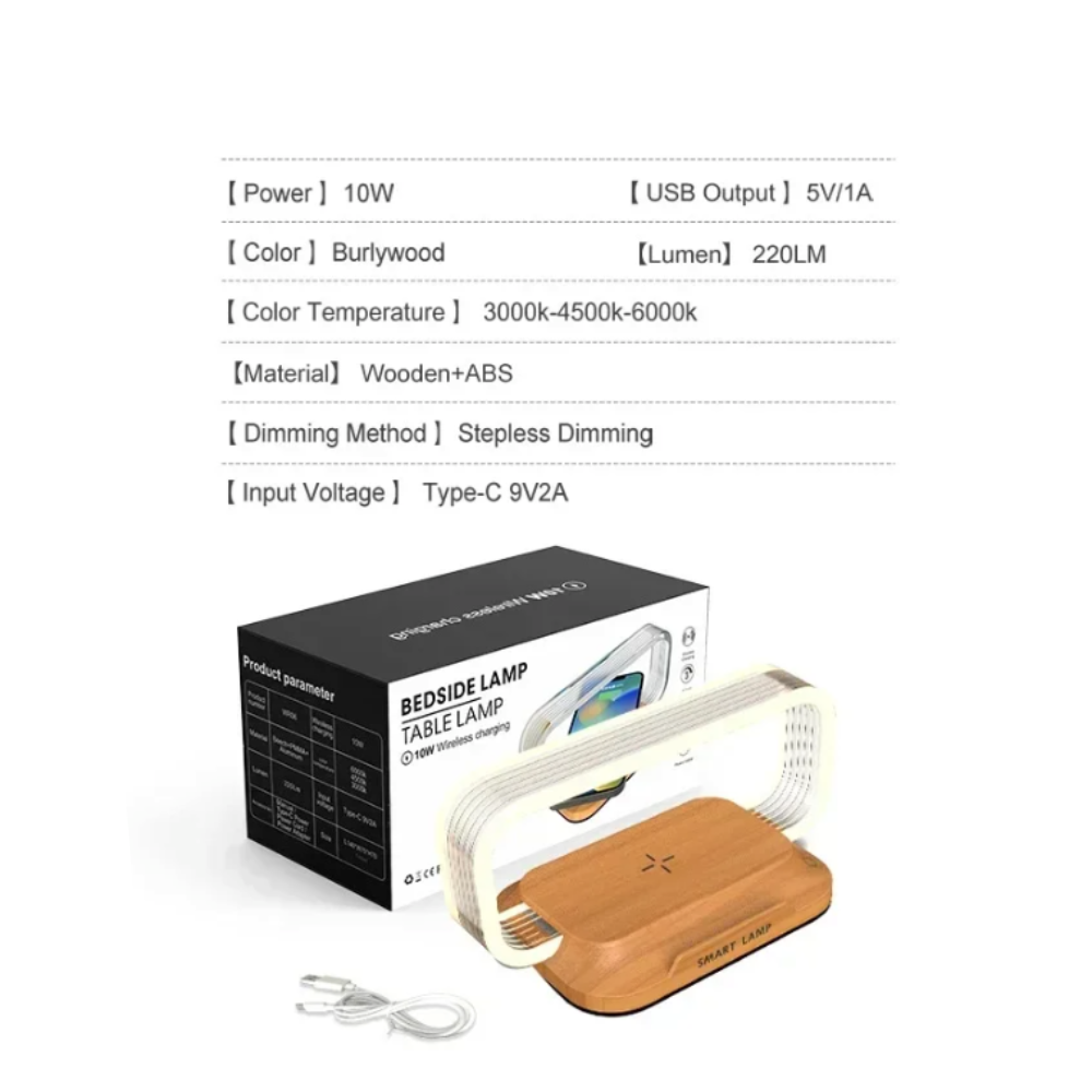 Wireless Phone Charging Station With Adjustable LED Night Light