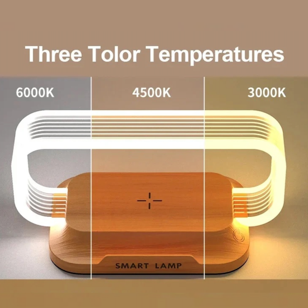 Wireless Phone Charging Station With Adjustable LED Night Light