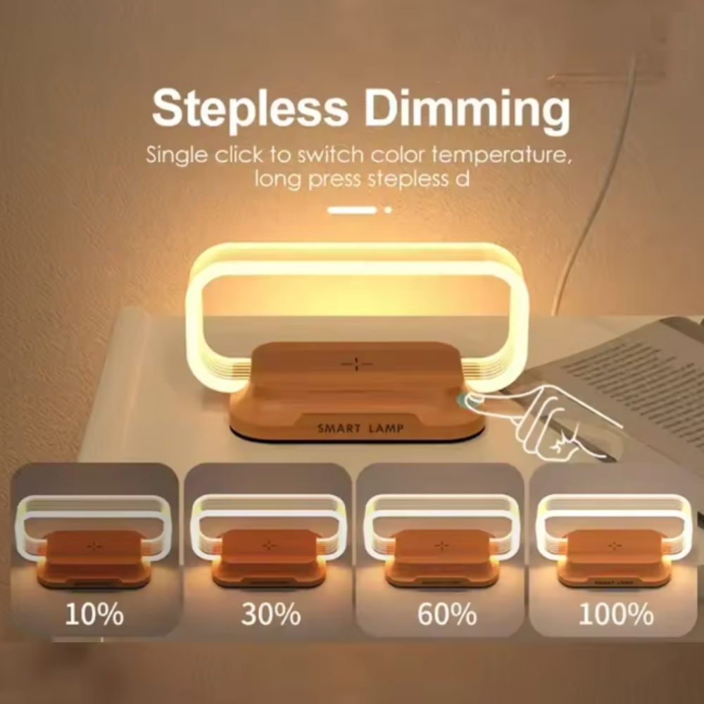 Wireless Phone Charging Station With Adjustable LED Night Light