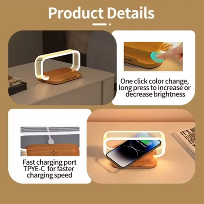 Wireless Phone Charging Station With Adjustable LED Night Light