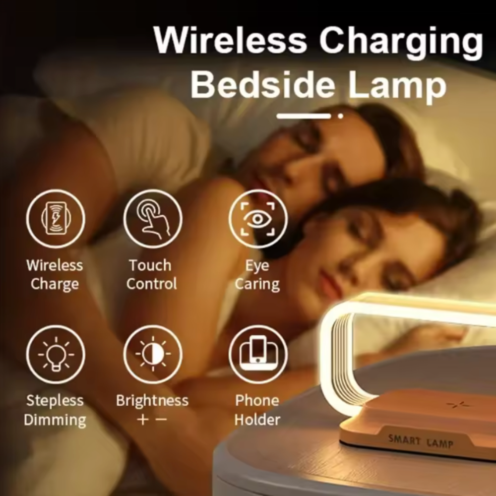 Wireless Phone Charging Station With Adjustable LED Night Light