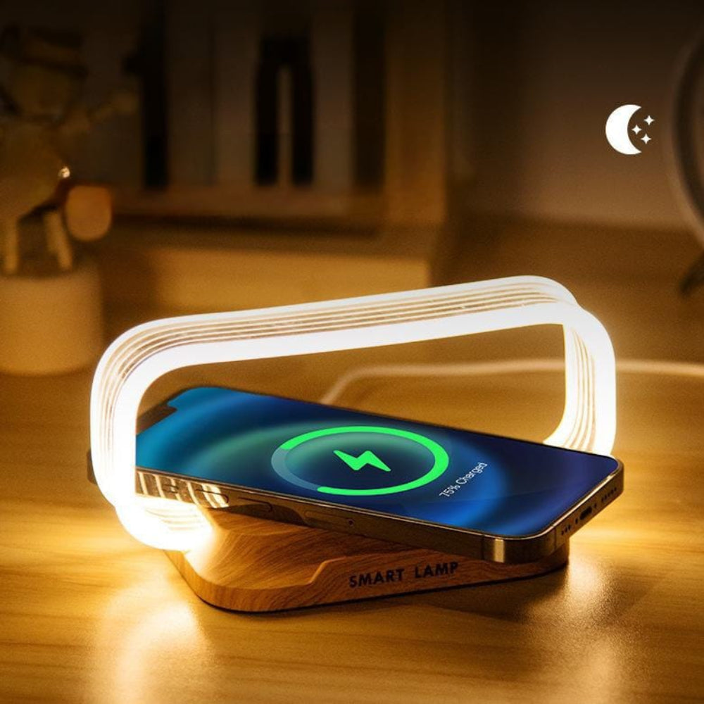 Wireless Phone Charging Station With Adjustable LED Night Light