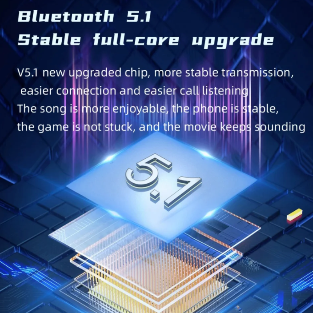 Wireless Bluetooth Earbuds With Green LED Light On the Charging Case