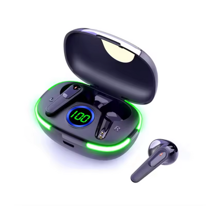 Wireless Bluetooth Earbuds With Green LED Light On the Charging Case