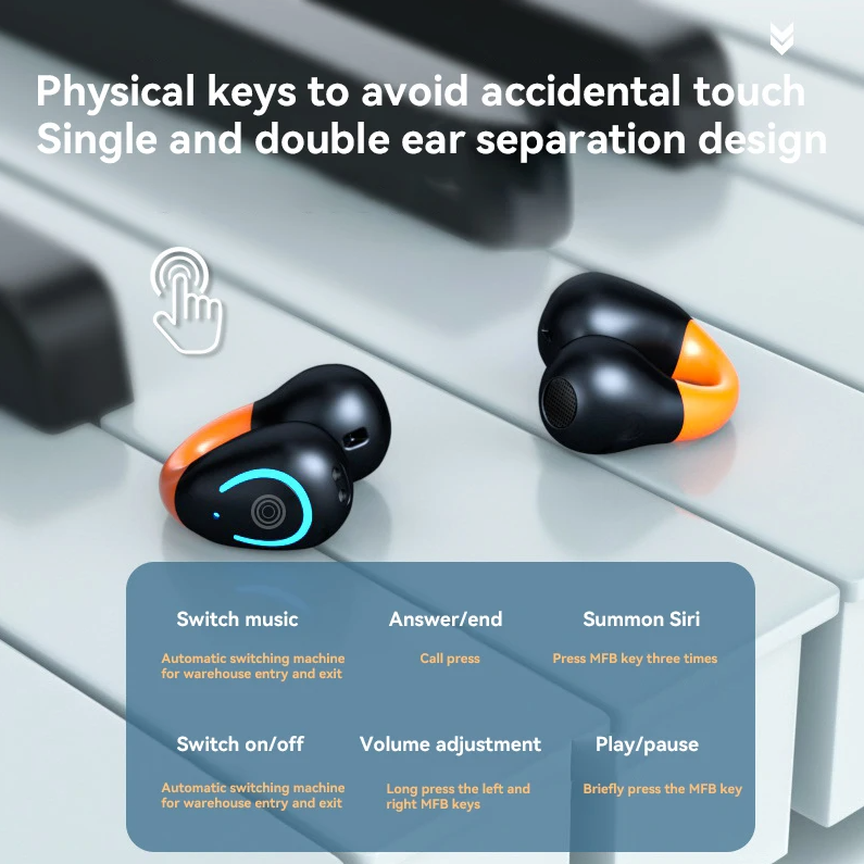 Wireless Open Clip Earbuds With ENC Noise Cancellation