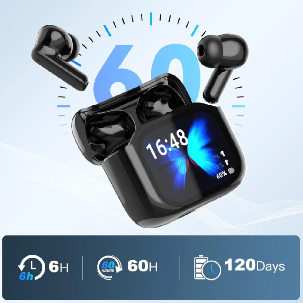 Wireless Bluetooth Earbuds With Touch Screen LCD Case