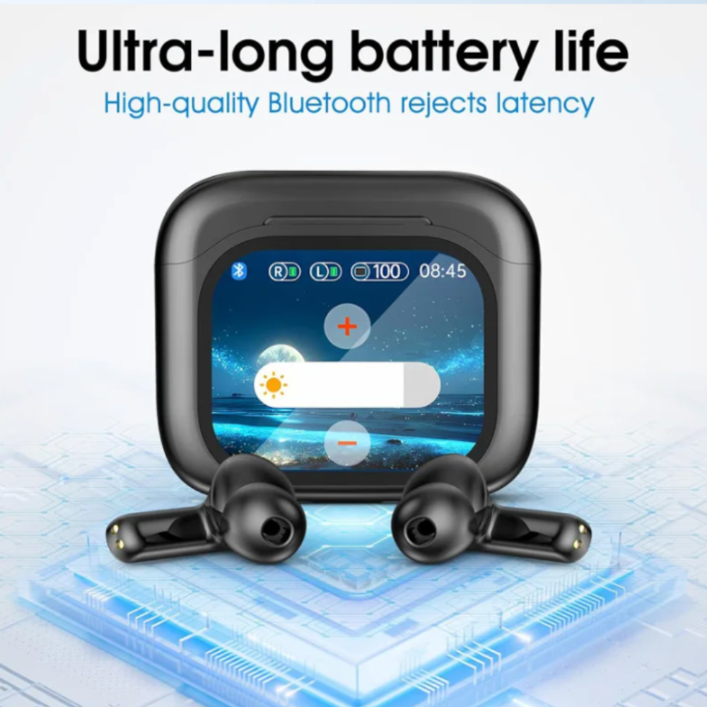 Wireless Bluetooth Earbuds With Touch Screen LCD Case