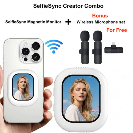 SelfieSync Creator Combo: Magnetic Monitor + Dual Wireless Microphone set