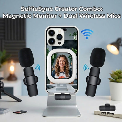SelfieSync Creator Combo: Magnetic Monitor + Dual Wireless Microphone set